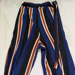 Navy Blue Striped Wide Leg Pants (Med)